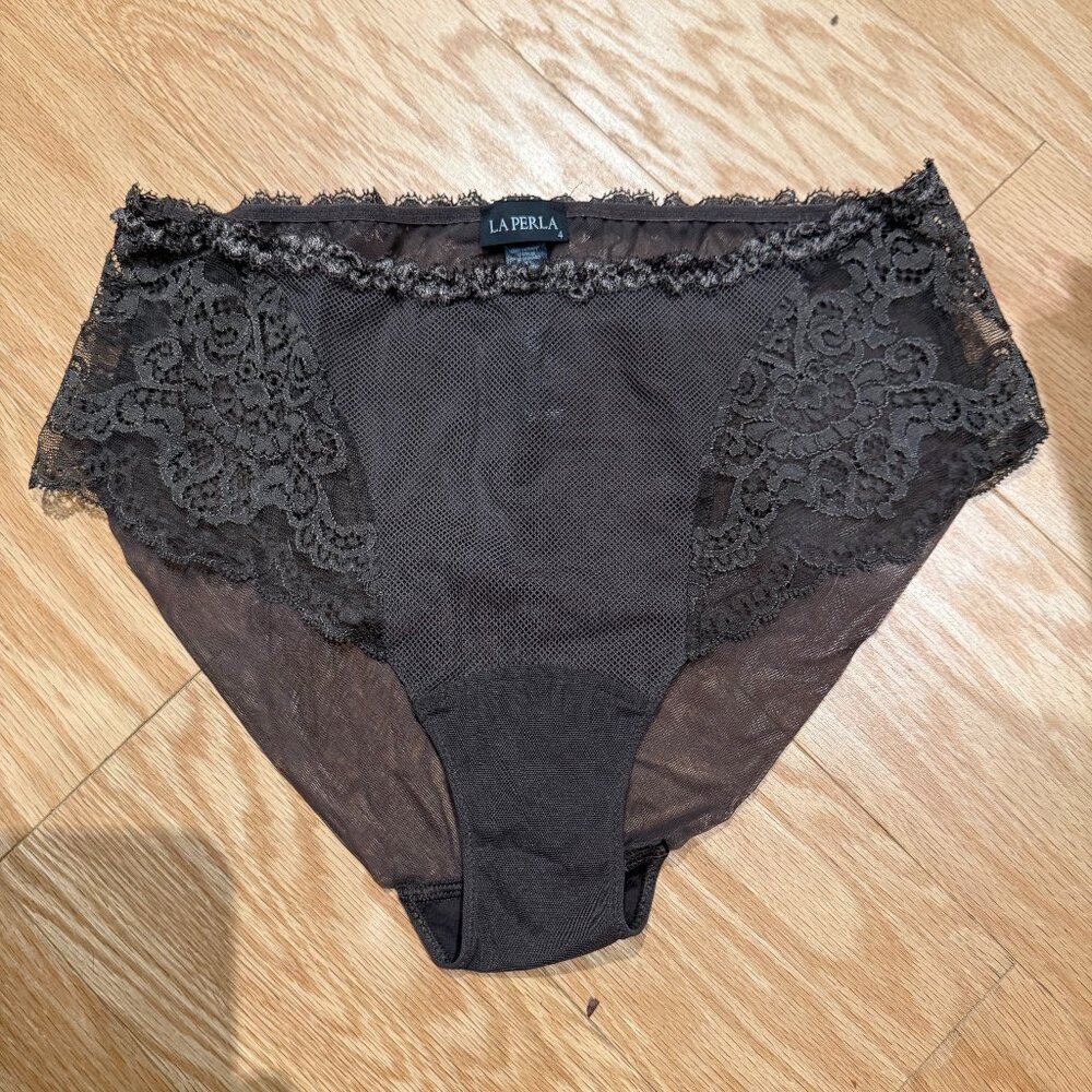 La Perla Black Label | Brown Lace Hi-Cut Brief | Never Worn | Size 4/L